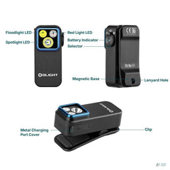 Olight Oclip Pro Compact LED Clip Light with Floodlight & Spotlight & Red light-Olight-S8 Products Group